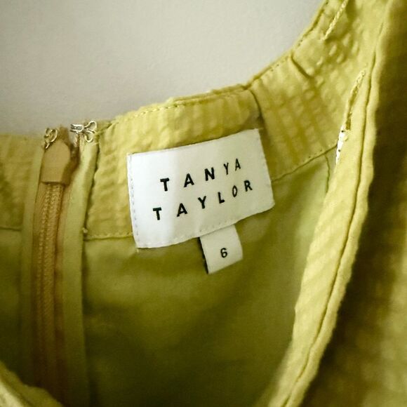 Tanya Taylor Ashland Cotton Off-Shoulder Midi Dress in Lime - Size 6 - Picture 6 of 7